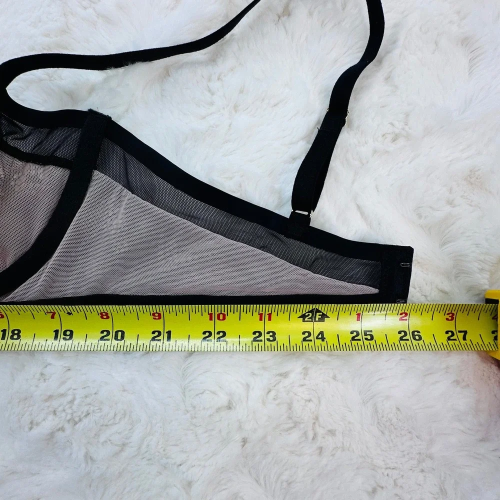 Soma Black Mesh and Lace Unlined Balconette Bra‎ 34C 570393748 Underwire NWT